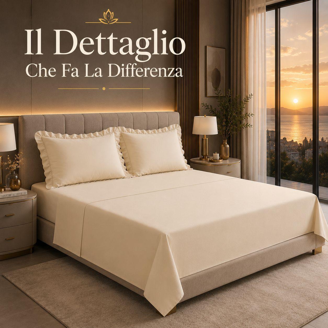  completo letto matrimoniale volant elegante con balze set lenzuola 4 pezzi - foto 5