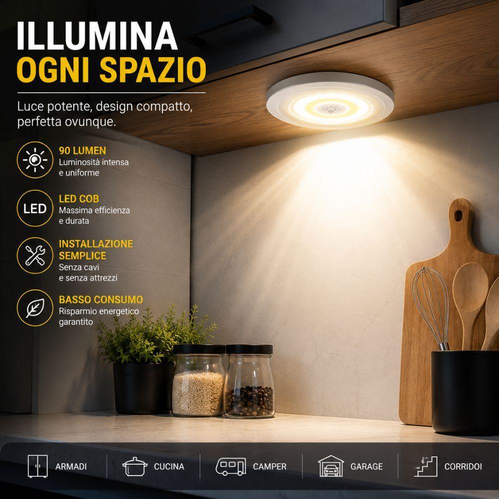 luce led cob wireless per armadio cucina camper garage smart light - foto 2 luce led cob wireless per armadio cucina camper garage smart light - foto 2