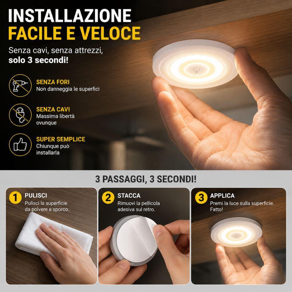 luce led cob wireless per armadio cucina camper garage smart light - foto 5 luce led cob wireless per armadio cucina camper garage smart light - foto 5