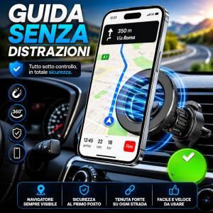 Supporto magnetico auto per smartphone universale 360 gradi