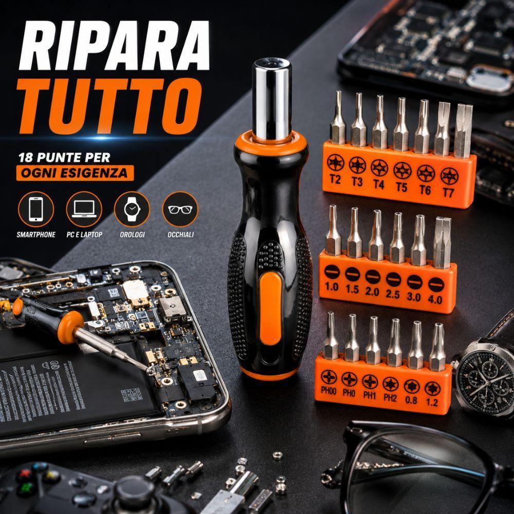 Set completo di cacciaviti di precisione con punte magnetiche per riparazione dispositivi