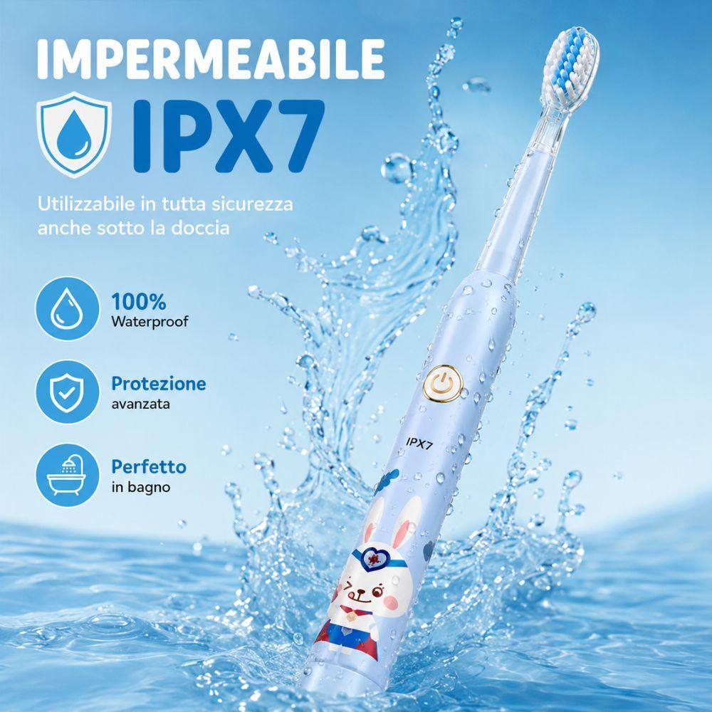 Spazzolino in splash d'acqua con certificazione impermeabilità IPX7
