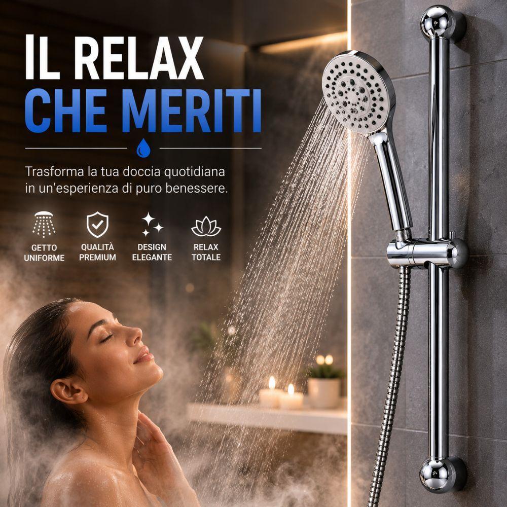 set doccia saliscendi con doccetta multifunzione e flessibile in acciaio cromato - foto 4 set doccia saliscendi con doccetta multifunzione e flessibile in acciaio cromato - foto 4