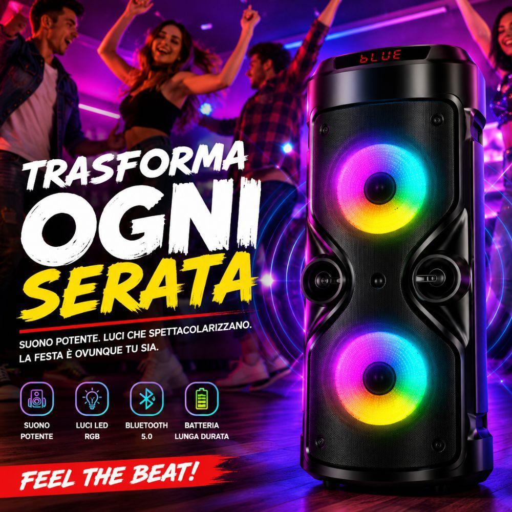  cassa speaker bluetooth rgb portatile super bass usb tf led wireless - foto 2