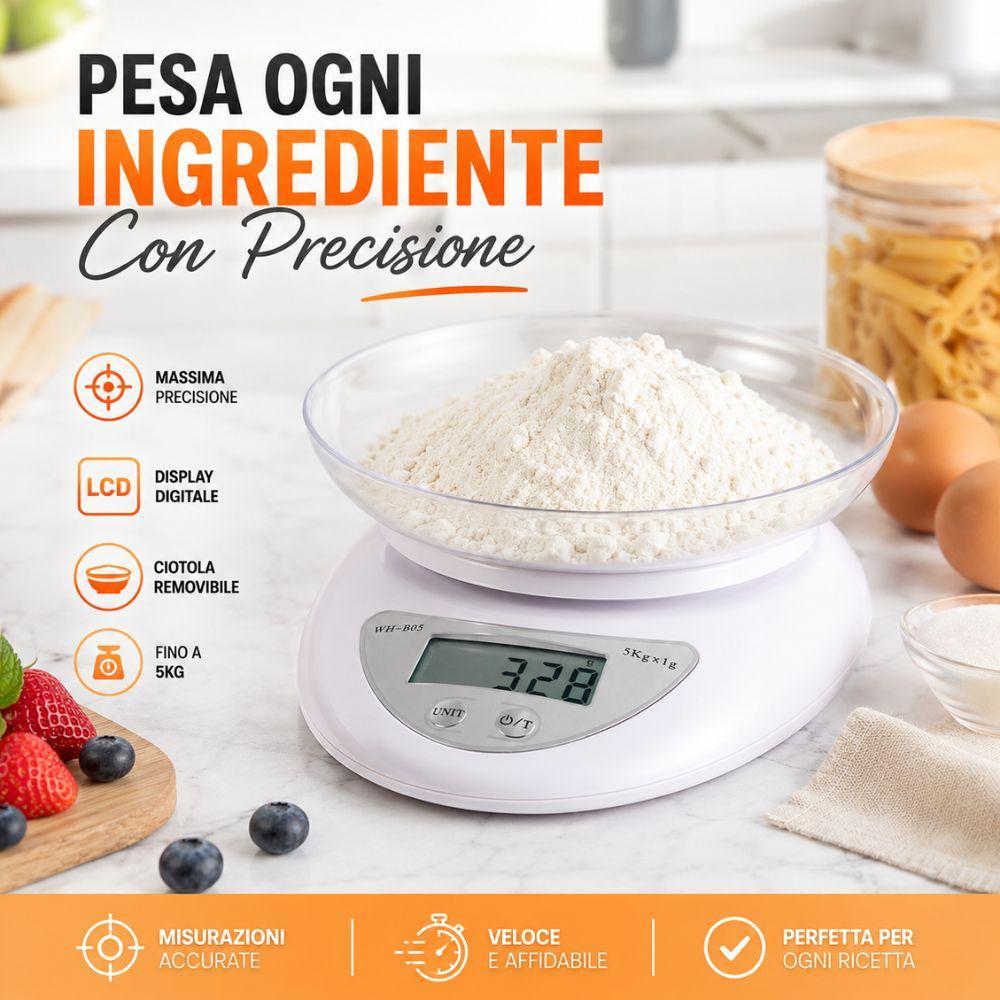  bilancia da cucina digitale elettronica con ciotola removibile display lcd e misurazione di precisione - foto 2