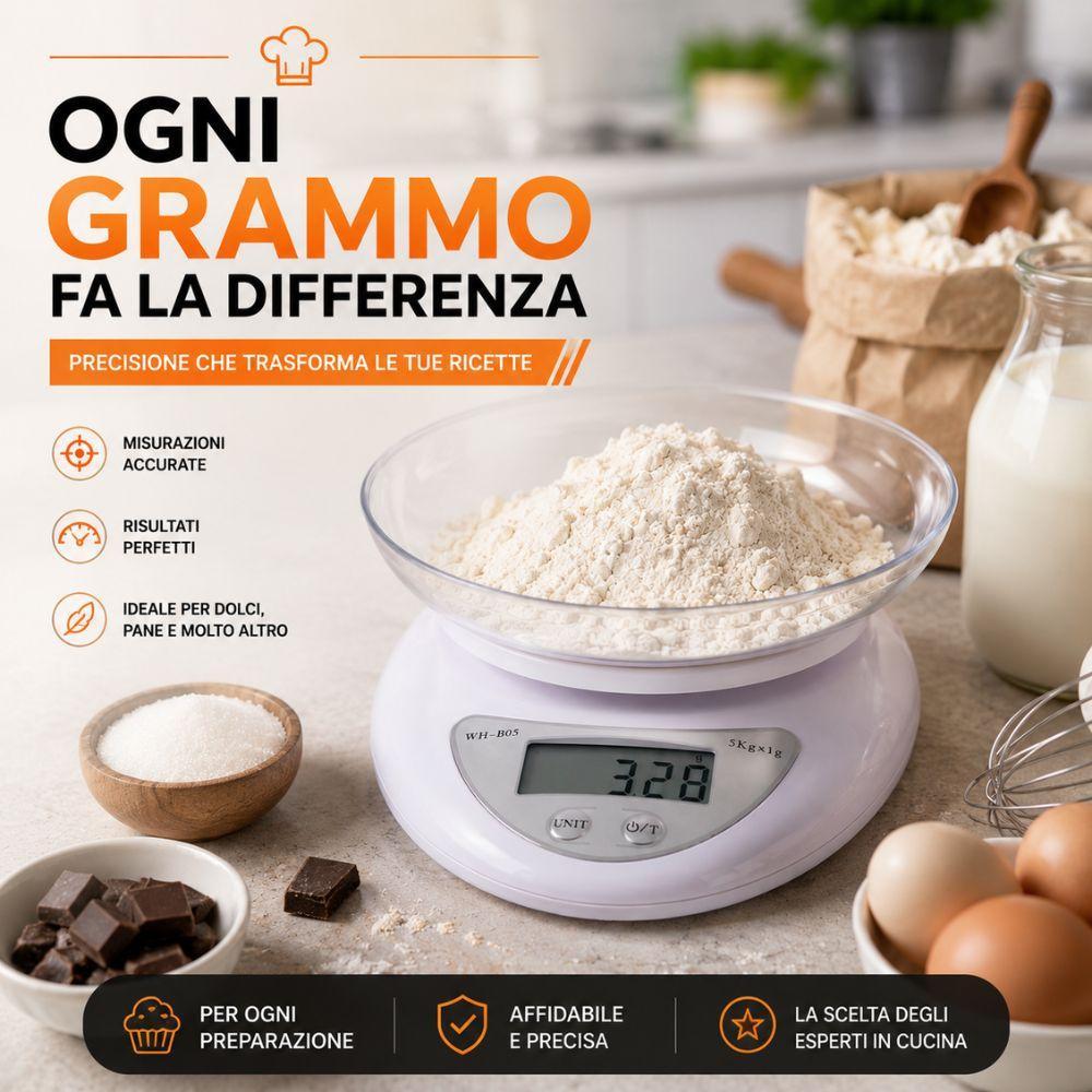  bilancia da cucina digitale elettronica con ciotola removibile display lcd e misurazione di precisione - foto 5