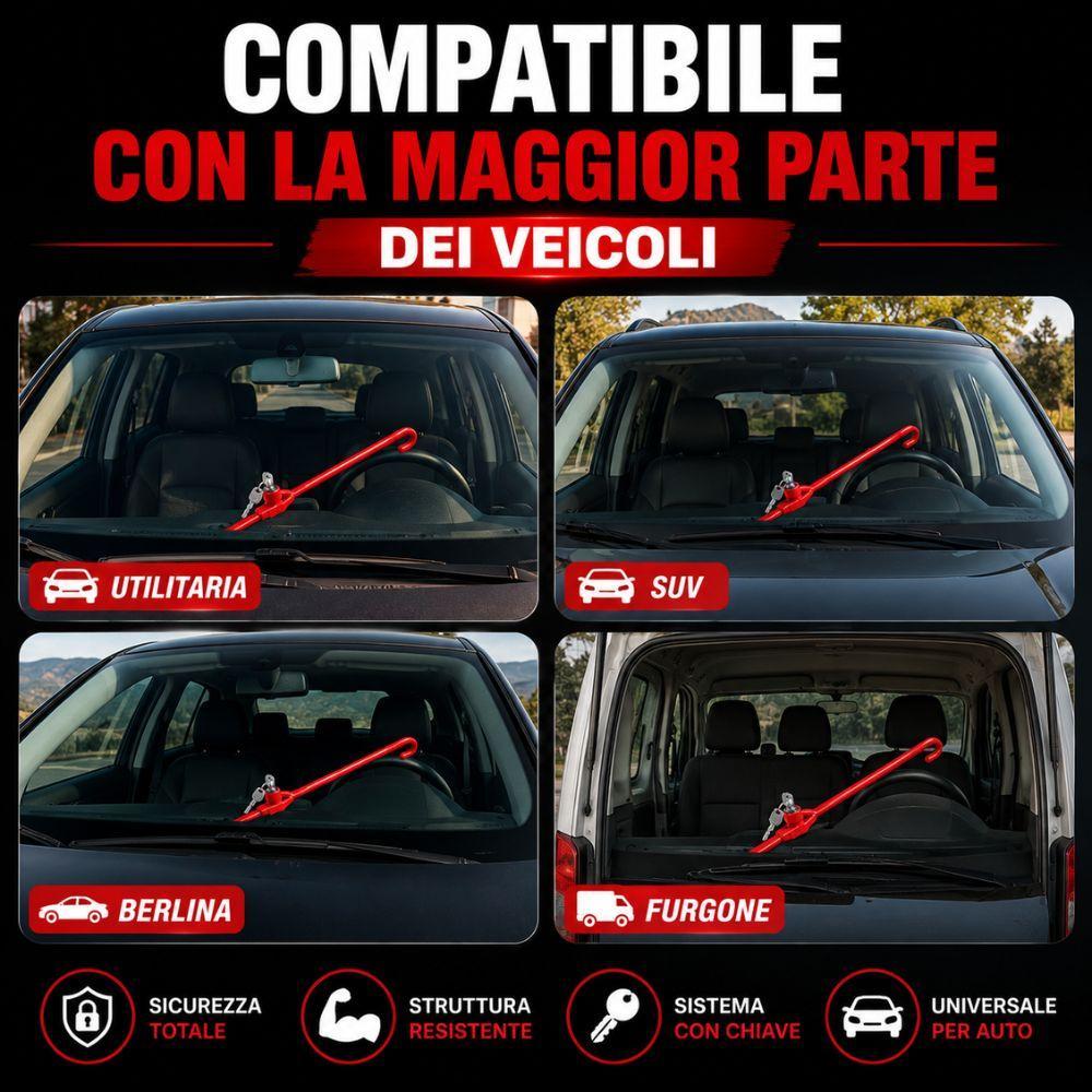  antifurto bloccasterzo universale regolabile per auto con chiave in acciaio rinforzato - foto 5