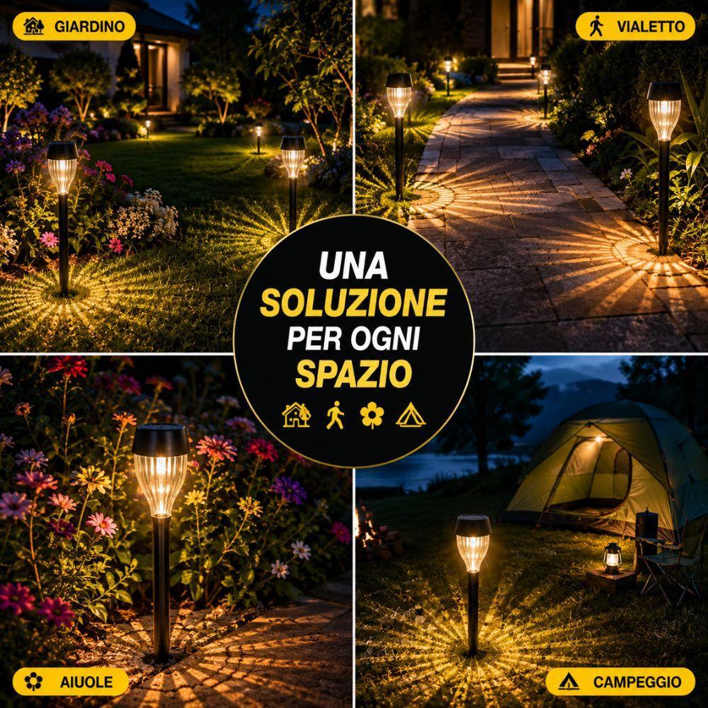  lampada solare led da giardino con picchetto effetto fiamma decorativa 32 cm - foto 3