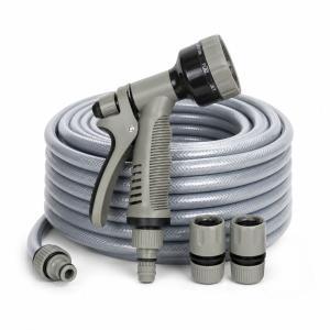 Kit tubo da giardino in pvc con pistola multifunzione e raccordi 30 metri