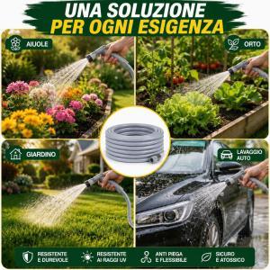 Kit tubo da giardino in pvc con pistola multifunzione e raccordi 30 metri