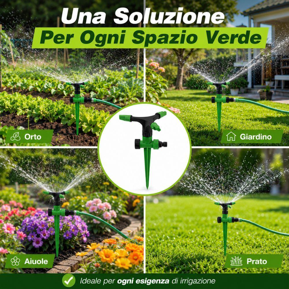  aspersore irrigatore rotante 3 bracci con picchetto per giardino prato e orto - foto 3