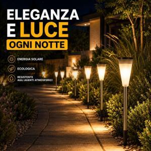 Lampada solare led da giardino con picchetto luce automatica per vialetti aiuole esterno