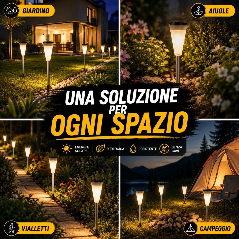  lampada solare led da giardino con picchetto luce automatica per vialetti aiuole esterno - foto 3