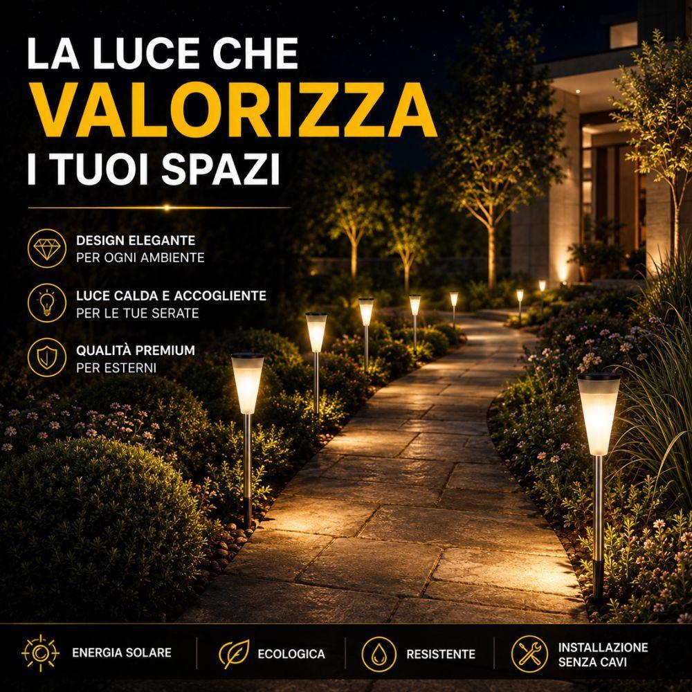  lampada solare led da giardino con picchetto luce automatica per vialetti aiuole esterno - foto 5