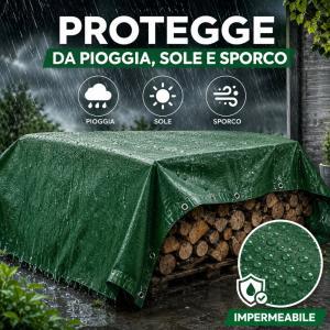 Telo occhiellato multiuso impermeabile verde  copertura esterna giardino campeggio