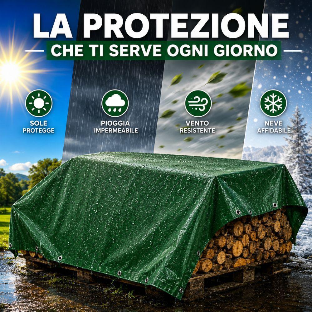  telo occhiellato multiuso impermeabile verde  copertura esterna giardino campeggio - foto 4
