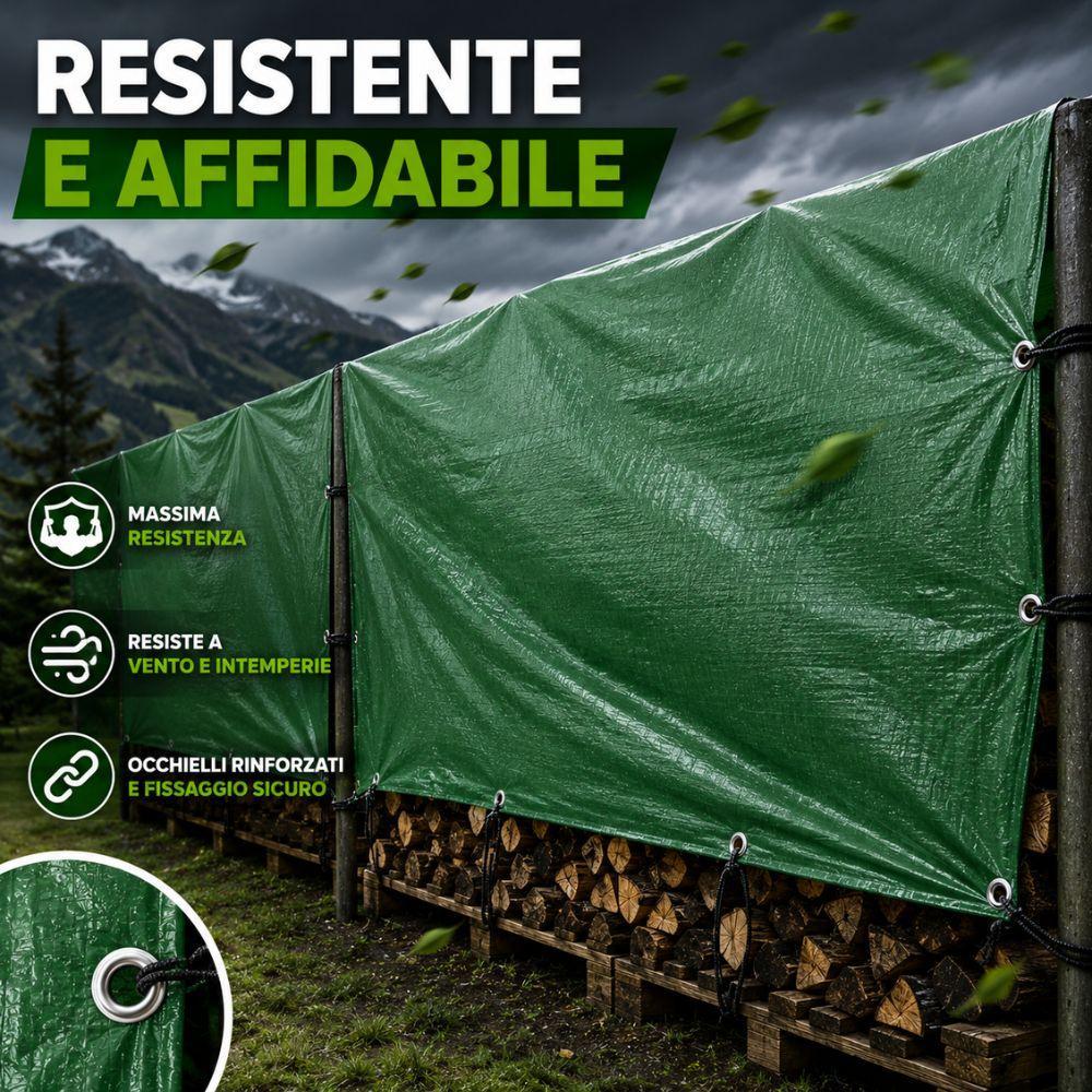  telo occhiellato multiuso impermeabile verde  copertura esterna giardino campeggio - foto 5