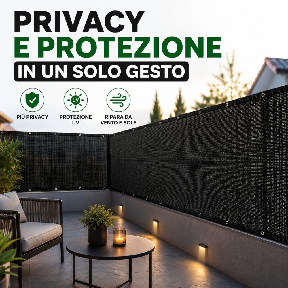  rete ombreggiante frangivista nera privacy 80% diverse misure per recinzione balcone giardino - foto 2