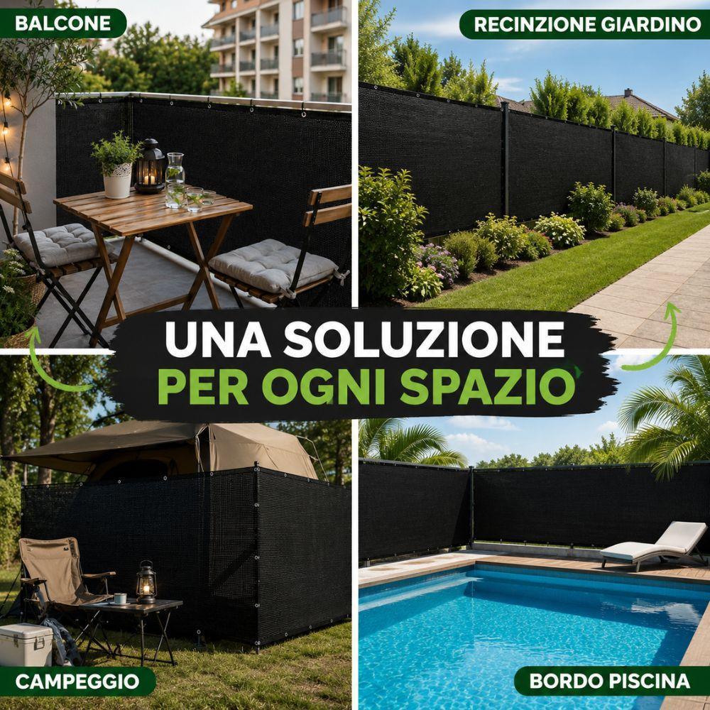  rete ombreggiante frangivista nera privacy 80% diverse misure per recinzione balcone giardino - foto 4