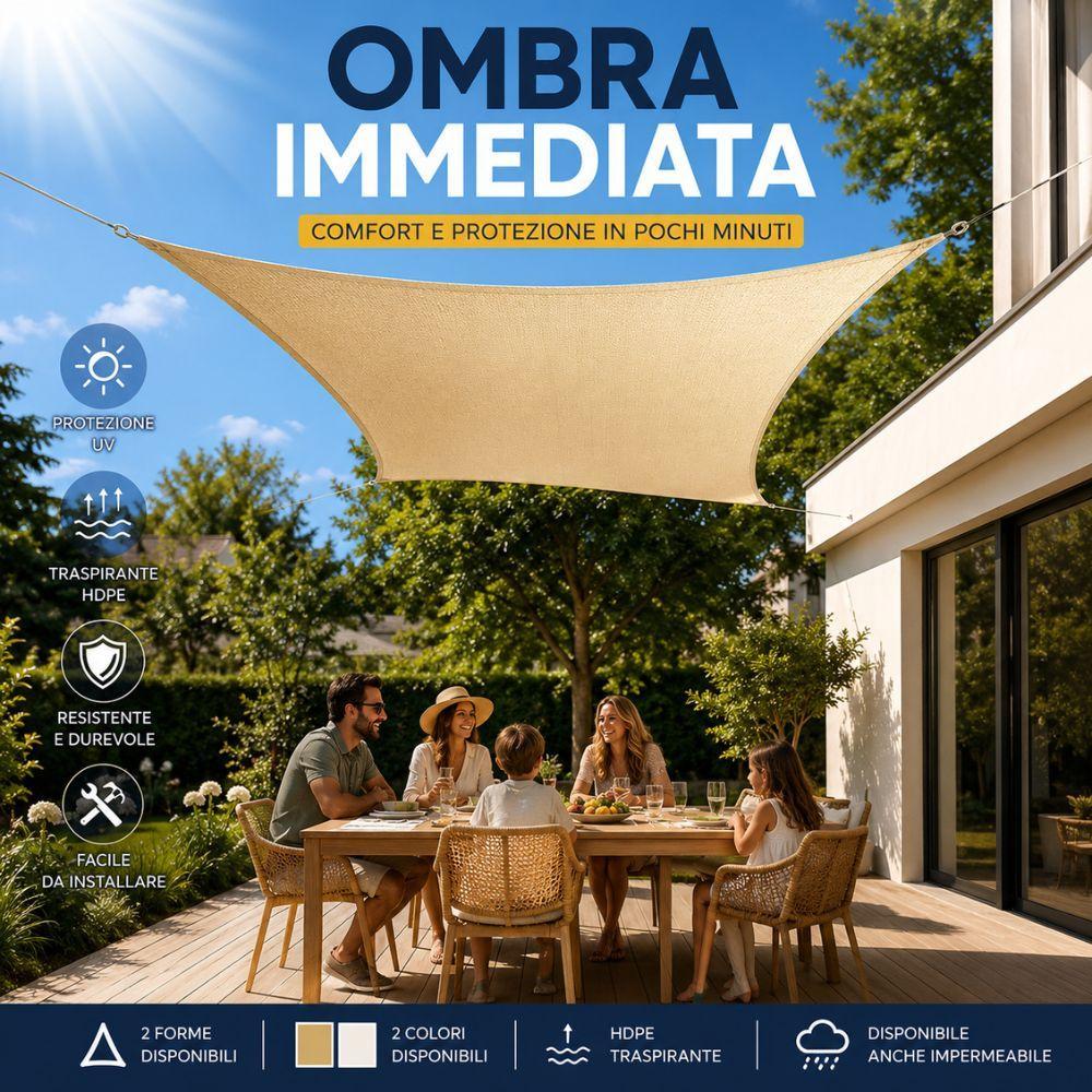  vela ombreggiante quadrata e triangolare da giardino terrazza balcone in hdpe e impermeabile - foto 2