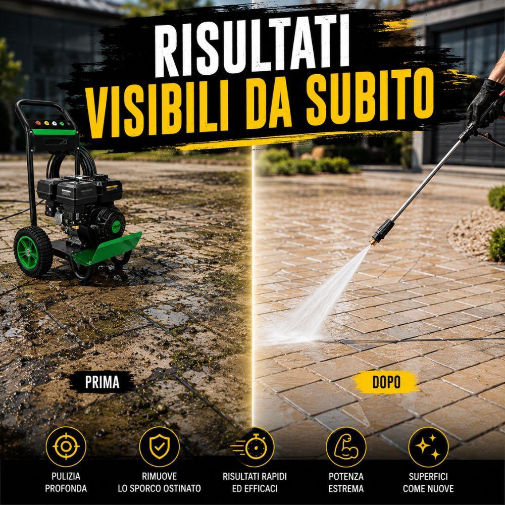  idropulitrice a benzina professionale 7 hp 170 240 bar con tubo alta pressione 10 metri - foto 2