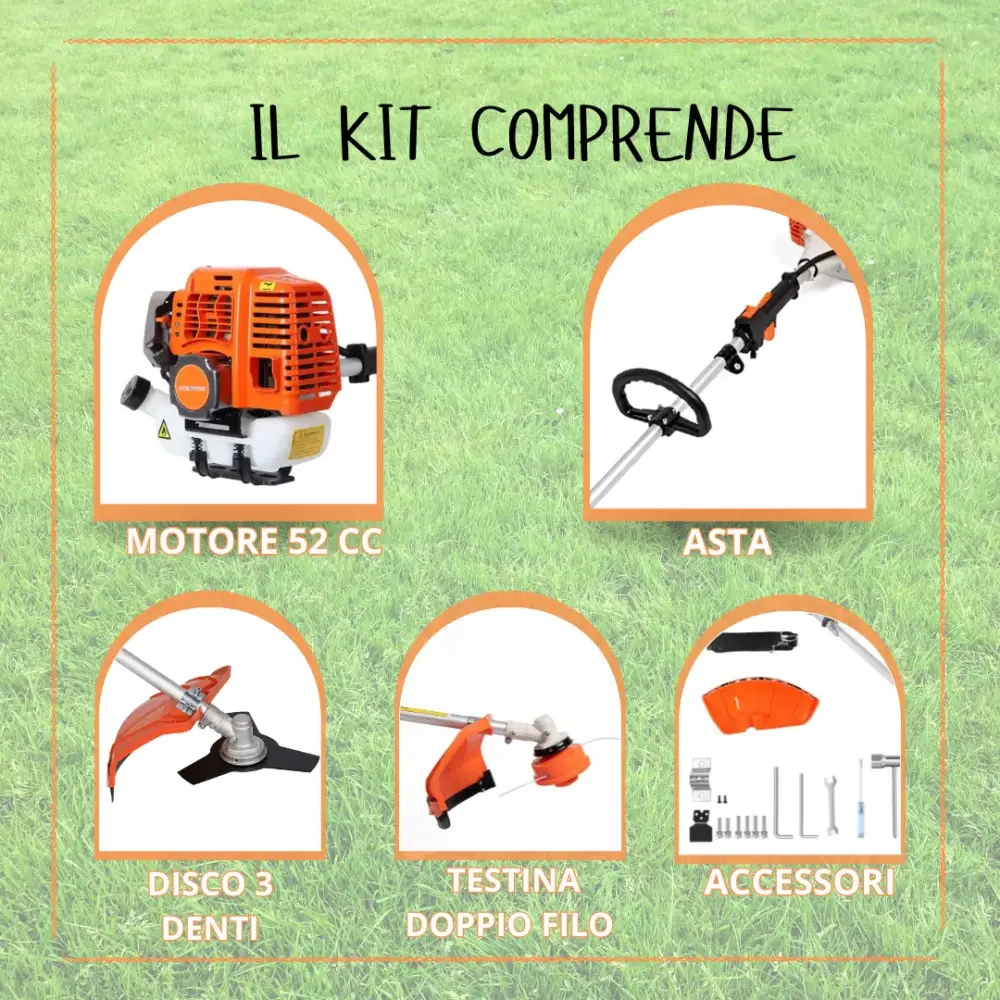  decespugliatore a scoppio 52cc con testina a 2 fili automatica e disco a 3 denti - foto 5