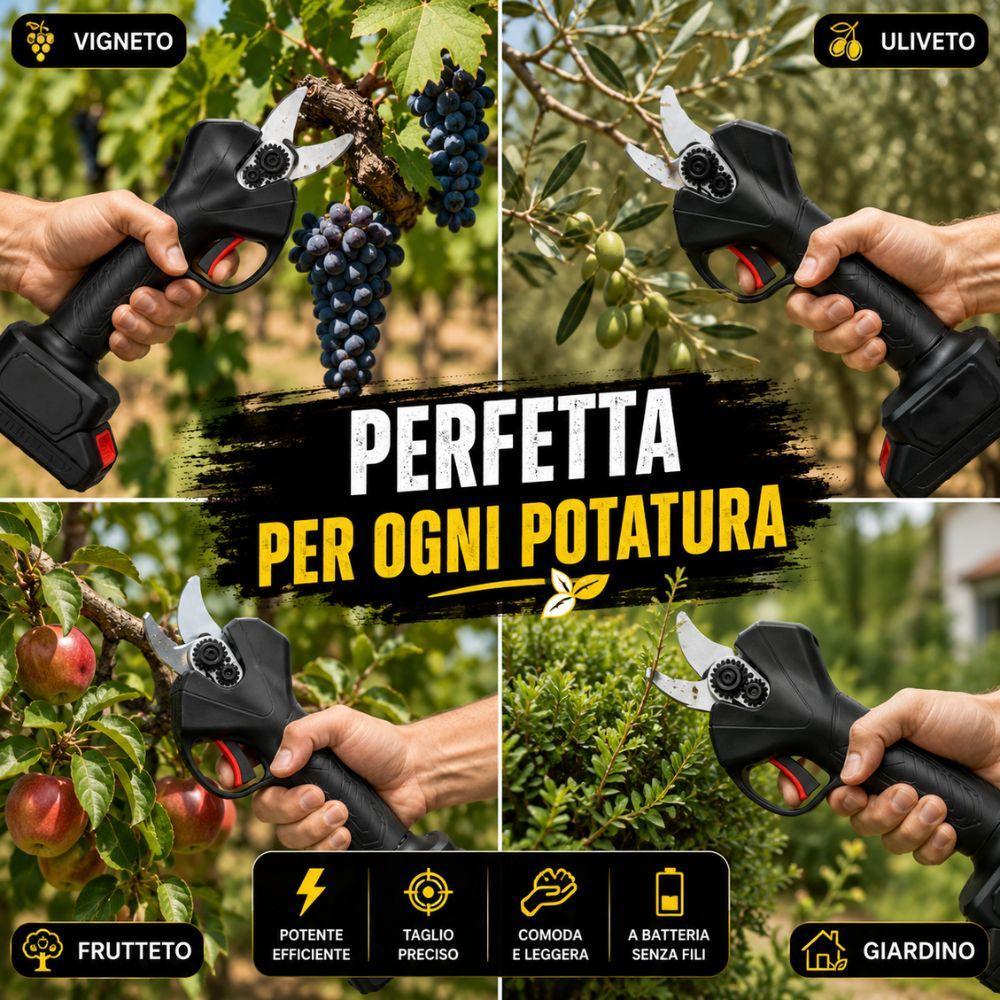 cesoia professionale forbice da potatura elettrica a batteria - foto 3 Cesoia professionale per potatura di uva, frutta, cespugli ed erbe