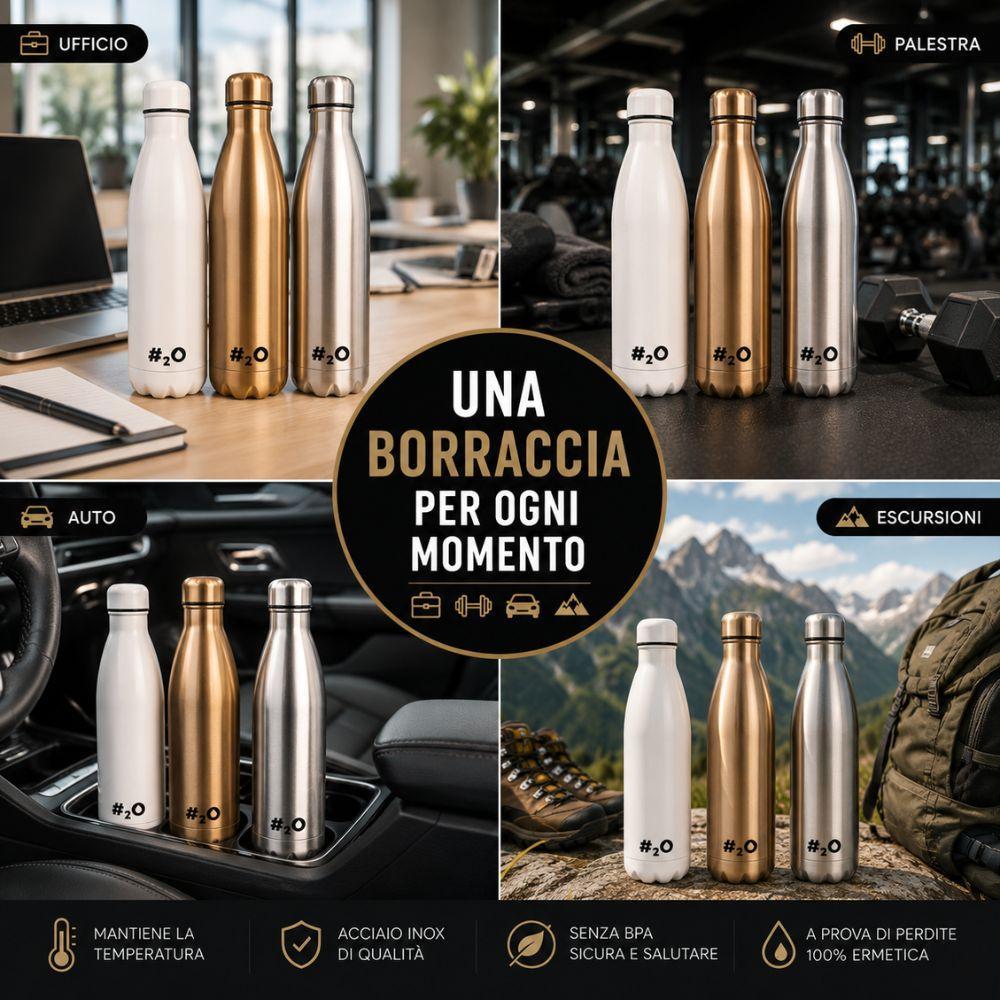 borraccia termica in acciaio inox con custodia rigida - foto 3 La borraccia termica in diversi contesti d'uso: interno, esterno e in movimento