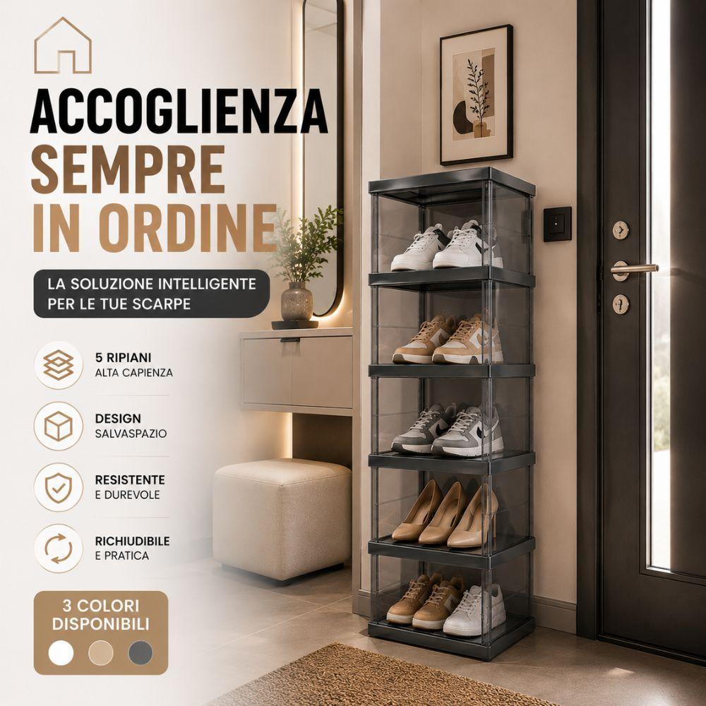 scarpiera a 5 ripiani richiudibile salvaspazio 88x25.5x34.5cm - foto 6 scarpiera a 5 ripiani richiudibile salvaspazio 88x25.5x34.5cm - foto 6