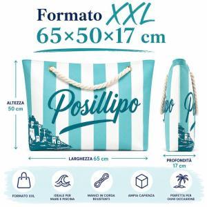 Borsa mare a righe con manici in corda 65x50x17 cm
