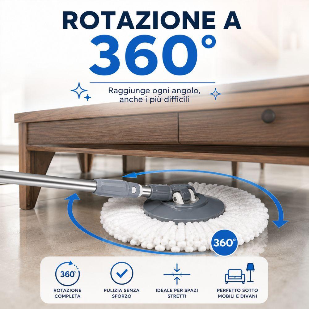  set lava pavimenti con secchio a pedale e ruote 15 litri con mop in microfibra - foto 5