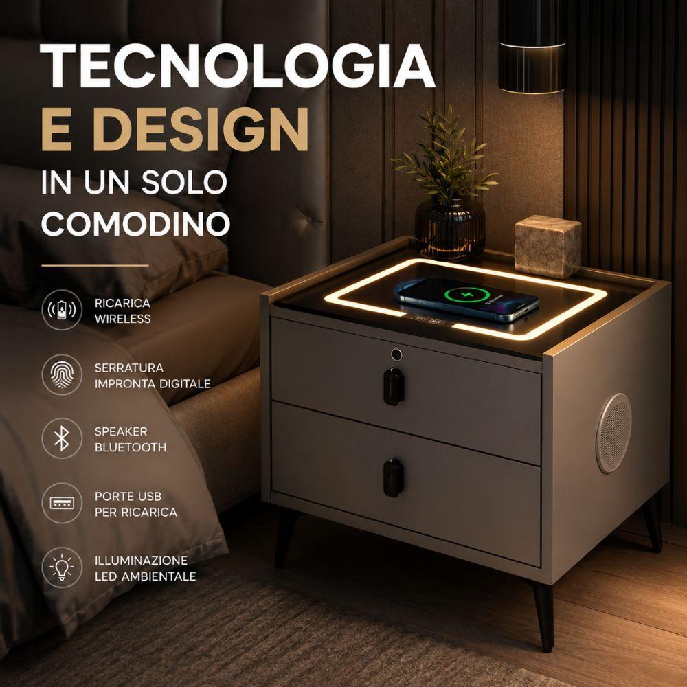 comodino smart led con ricarica wireless e speaker bluetooth - foto 2 comodino smart led con ricarica wireless e speaker bluetooth - foto 2