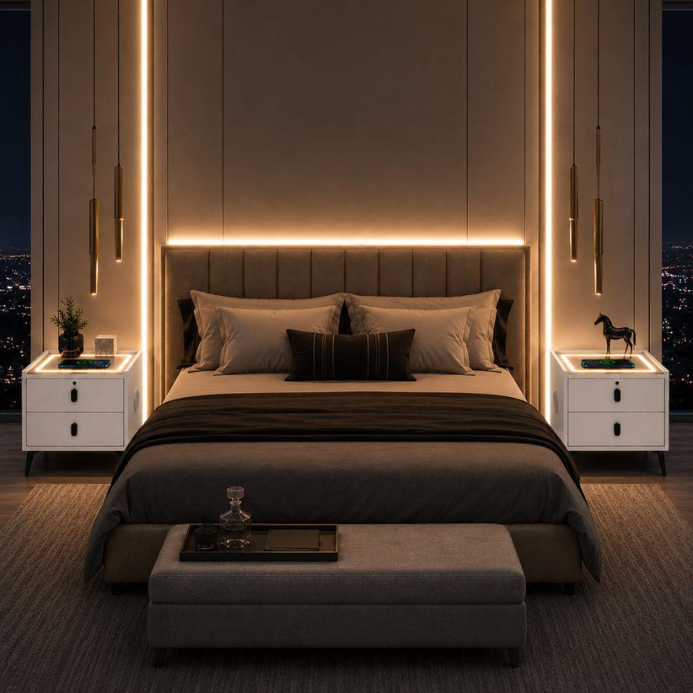comodino smart led con ricarica wireless e speaker bluetooth - foto 3 comodino smart led con ricarica wireless e speaker bluetooth - foto 3