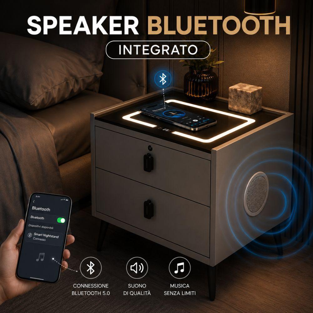 comodino smart led con ricarica wireless e speaker bluetooth - foto 4 comodino smart led con ricarica wireless e speaker bluetooth - foto 4