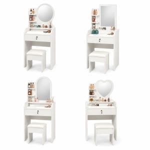 Toeletta vanity con specchio e sgabello  tavolo trucco porta cosmetici