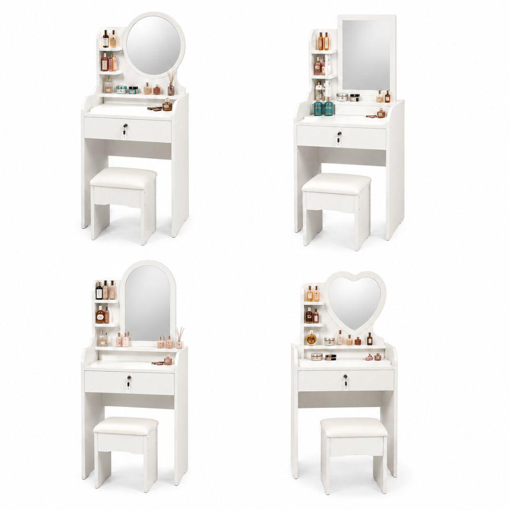  toeletta vanity con specchio e sgabello  tavolo trucco porta cosmetici - foto 1
