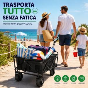 Carrello pieghevole da trasporto multiuso 80 kg con ruote girevoli 360 gradi e maniglia regolabile