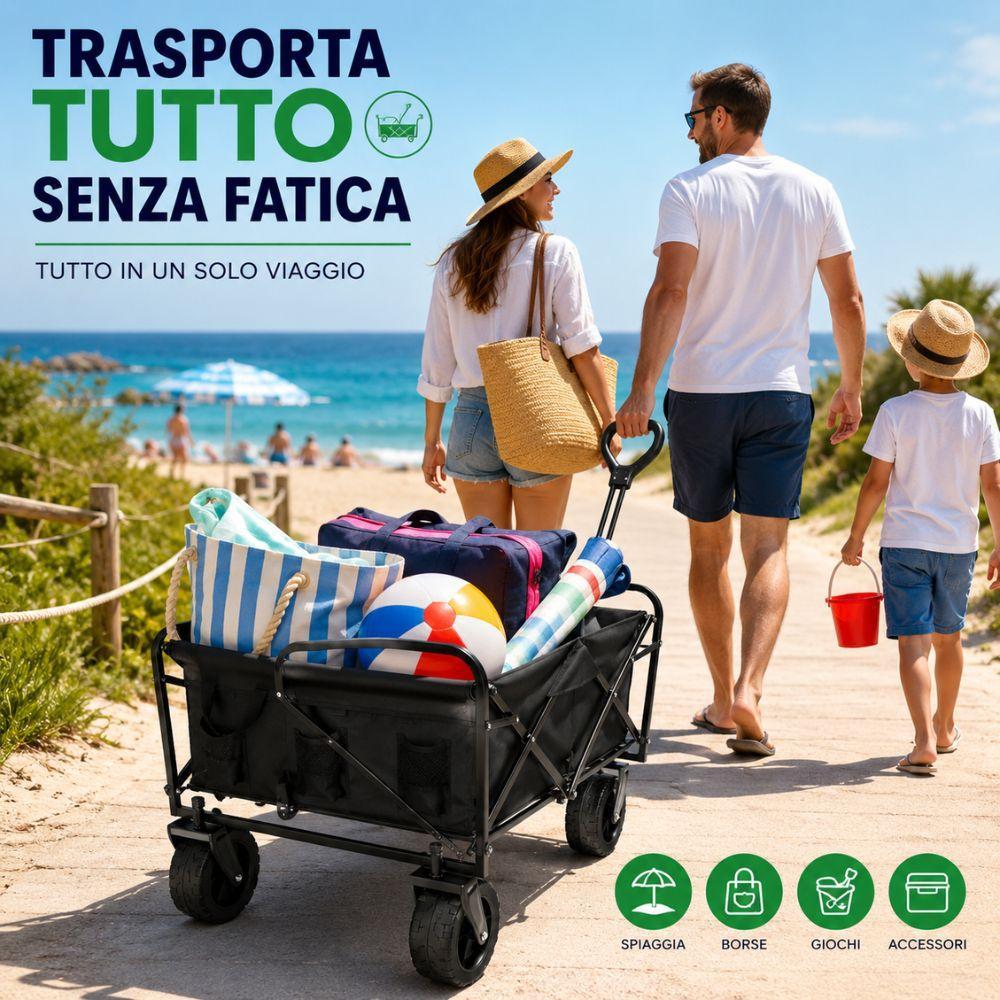  carrello pieghevole da trasporto multiuso 80 kg con ruote girevoli 360 gradi e maniglia regolabile - foto 2