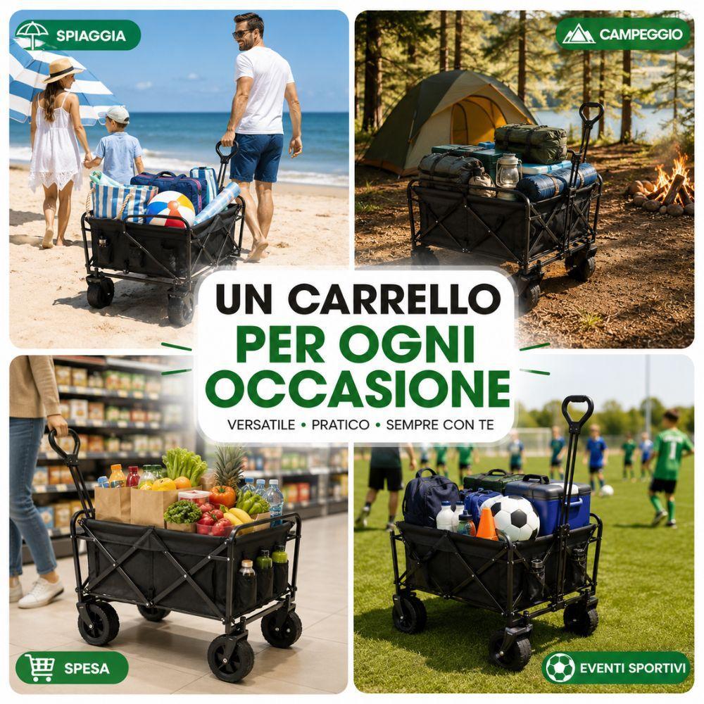  carrello pieghevole da trasporto multiuso 80 kg con ruote girevoli 360 gradi e maniglia regolabile - foto 4