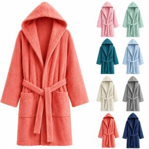 Peignoir unisexe en éponge à capuche pour adultes, doux et absorbant