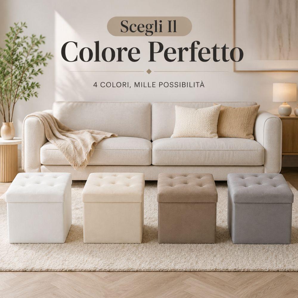  pouf contenitore in velluto trapuntato 38x38x38 cm - foto 2