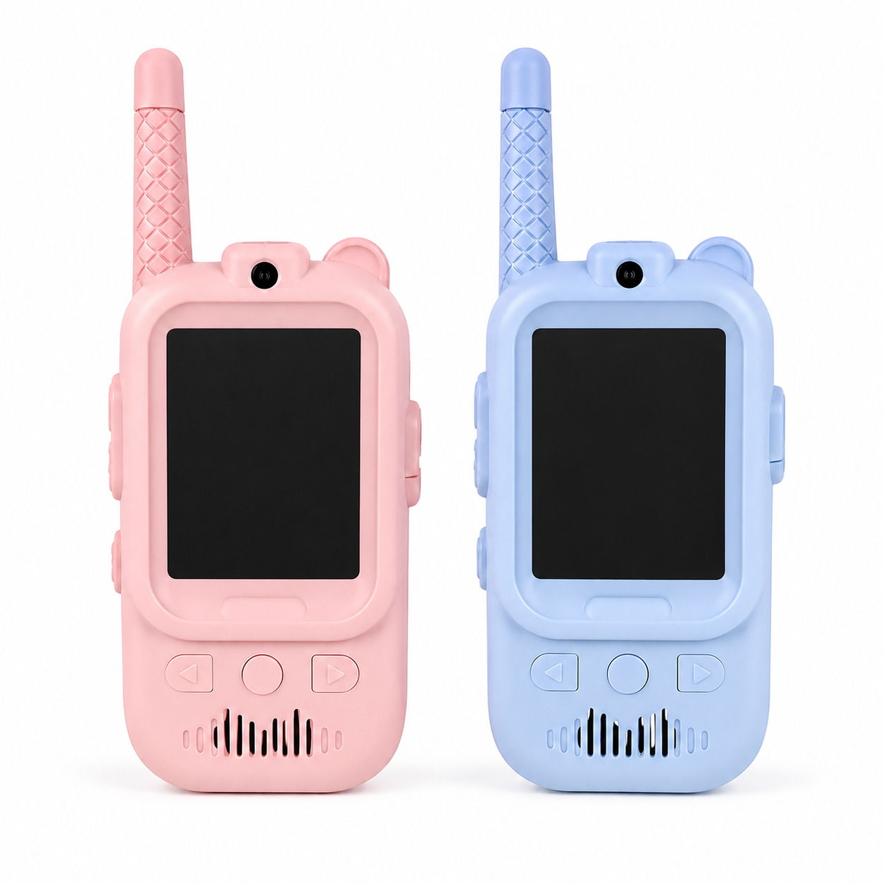 walkie talkie ricaricabile con schermo comunicazione bidirezionale portata fino a 300 metri celeste rosa - foto 1 walkie talkie ricaricabile con schermo comunicazione bidirezionale portata fino a 300 metri celeste rosa - foto 1