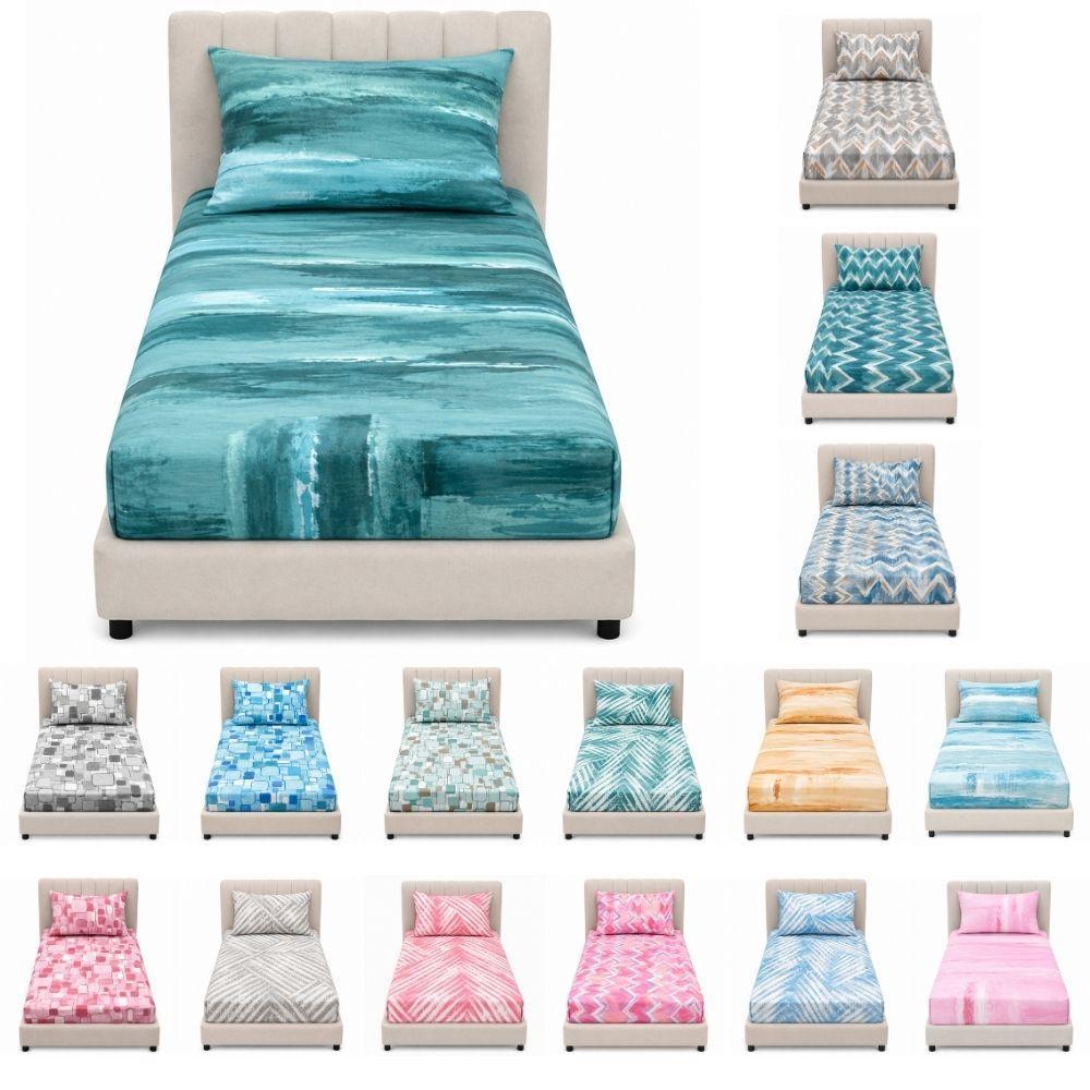  completo letto singolo 3 pezzi in microfibra fantasia con lenzuolo sopra, lenzuolo sotto con angoli e federa - foto 1
