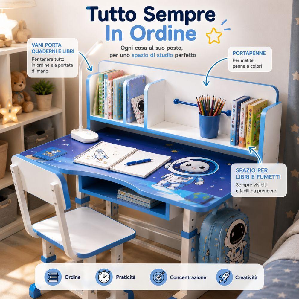  scrivania regolabile con sedia e libreria integrata - foto 4