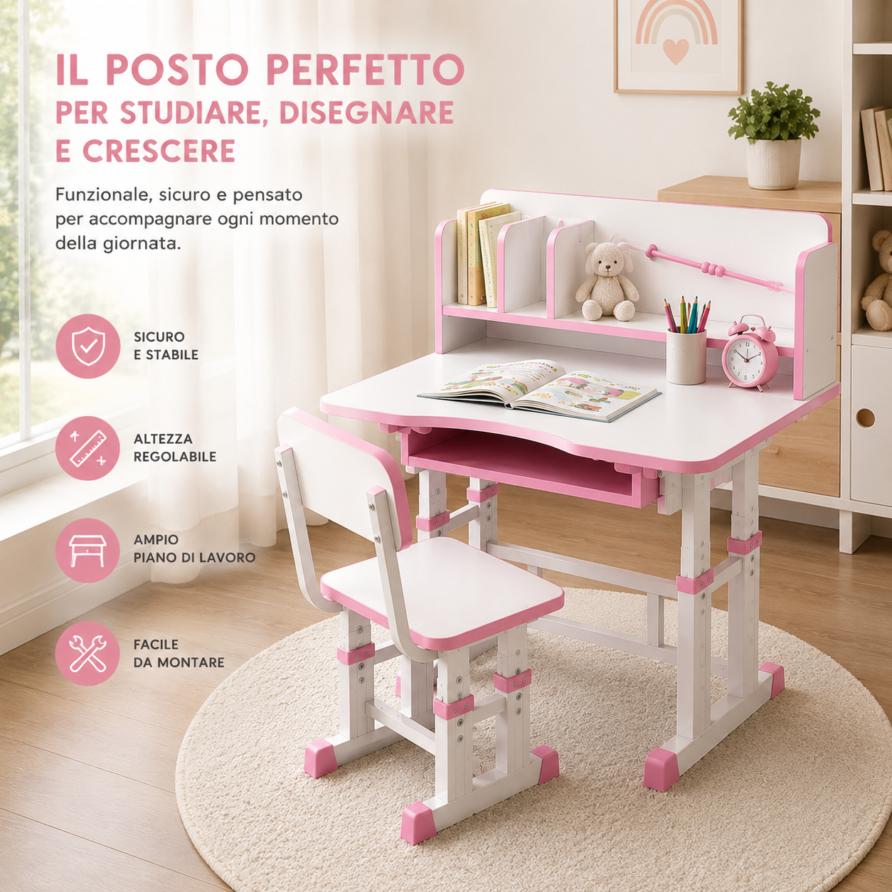  scrivania regolabile con sedia e libreria integrata - foto 5