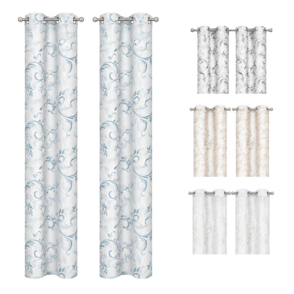  coppia tende fantasia foglie con 8 anelli 280x290 cm - foto 1