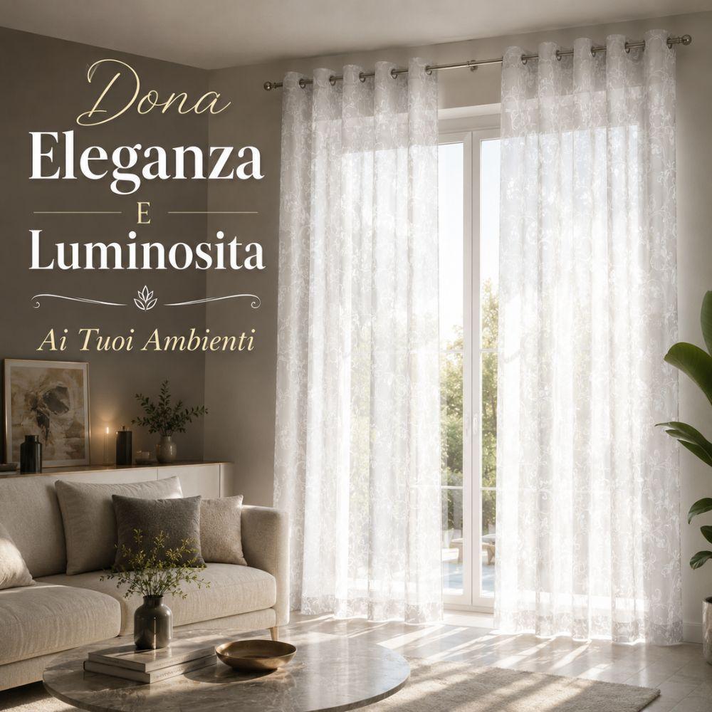  coppia tende fantasia foglie con 8 anelli 280x290 cm - foto 5