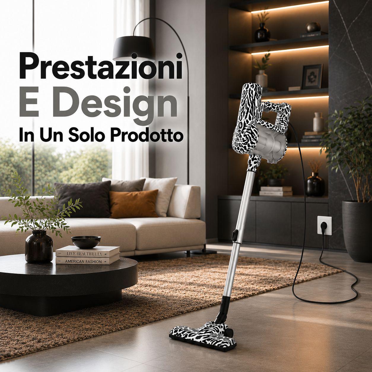 aspirapolvere con filo verticale moderno 4 fantasie animalier - foto 5 Aspirapolvere verticale con fantasia animalier, design moderno e pratico