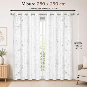 Coppia tende fantasie floreali moderne 280 x 290 cm con anelli