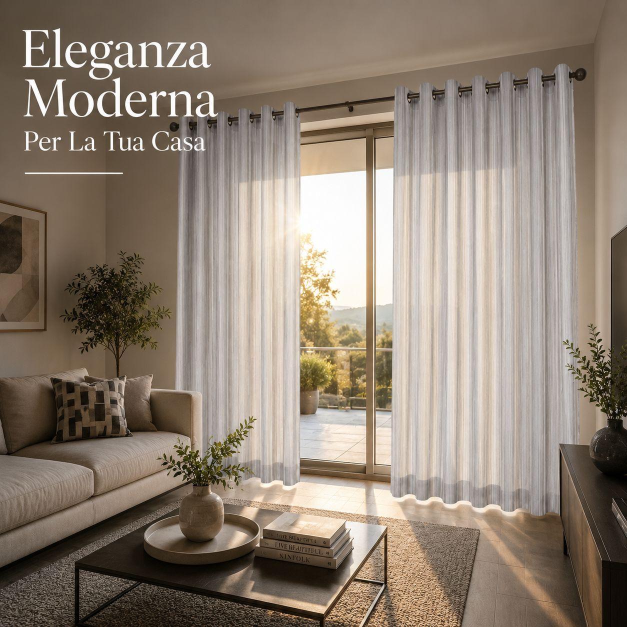  coppia tende a righe 280 x 290 cm con anelli - foto 3
